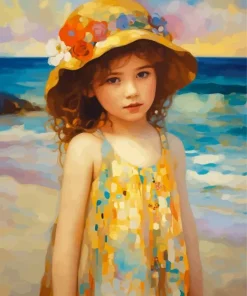 Cute Girl On Beach Diamond Painting