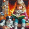 Cute Girl Reading A Book Diamond Painting