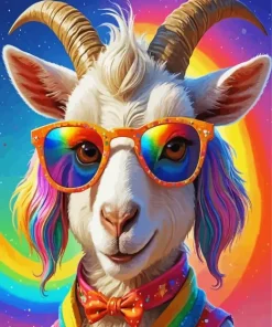 Cute Goat Wearing Sunglasses Diamond Painting