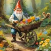 Floral Gnome Fantasy Art Diamond Painting