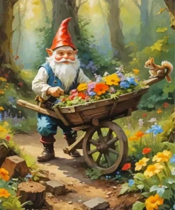Floral Gnome Fantasy Art Diamond Painting