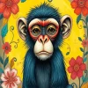 Floral Sad Monkey Diamond Painting