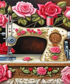Floral Sewing Machine Art Diamond Painting