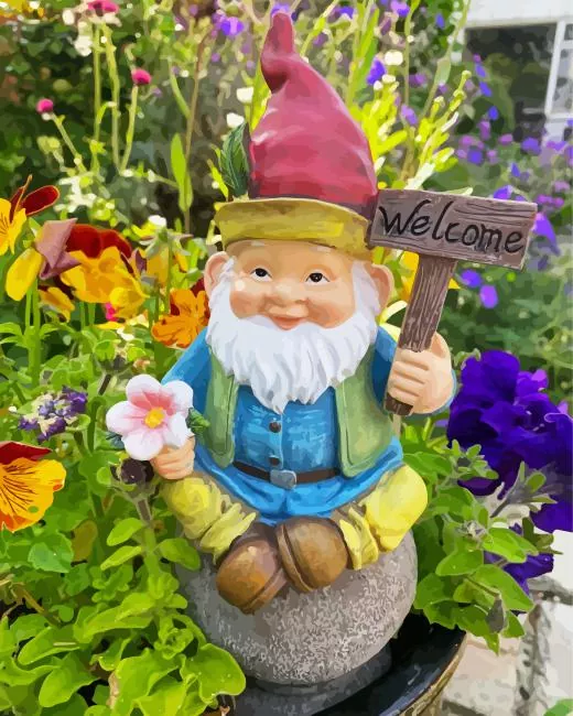 garden gnome Diamond By Numbers Garden Gnome Diamond Painting
