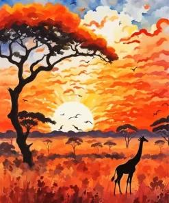 Giraffe Silhouette Art Diamond Painting