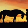 Girl And Horse Silhouette Diamond Painting