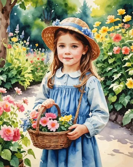 girl in a flower garden art Diamond Paintings Girl In A Flower Garden Art Diamond Painting