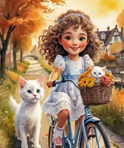 Girl On Bicycle Diamond Painting