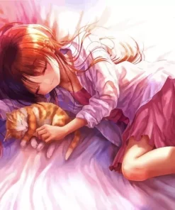 Girl Sleeping Anime Art Diamond Painting