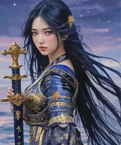 Girl Sword Diamond Painting