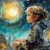 Girl Watching Sky Art Diamond Painting