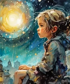 Girl Watching Sky Art Diamond Painting