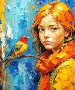 Girl With A Bird Art Diamond Painting