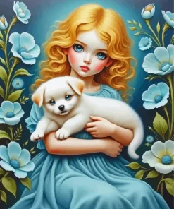 Girl With A Duck Diamond Painting