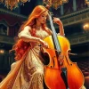 Girl With Cello Diamond Painting