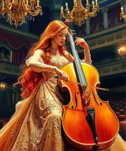 Girl With Cello Diamond Painting