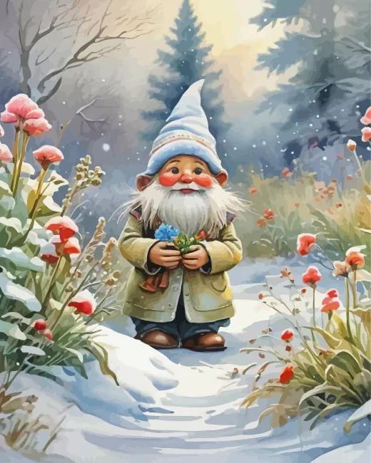 gnome winter art Diamond Paintings Gnome Winter Art Diamond Painting