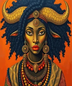 Goddess Black Taurus Woman Diamond Painting