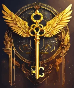 Golden Winged Key Diamond Painting