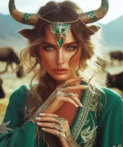 Green Girly Taurus Diamond Painting
