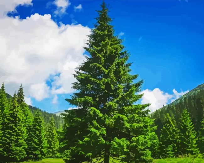 green pine trees Diamond Paintings Green Pine Trees Diamond Painting