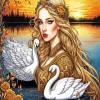 Lady With Swans Diamond Painting