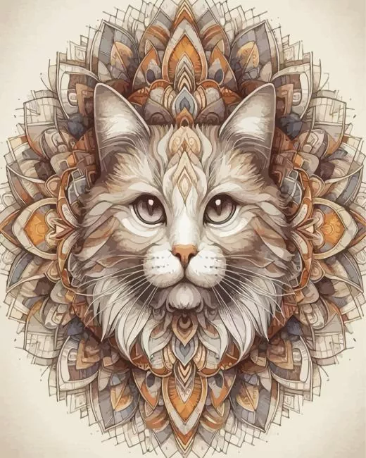 mandala cat face Diamond Paintings Mandala Cat Face Diamond Painting