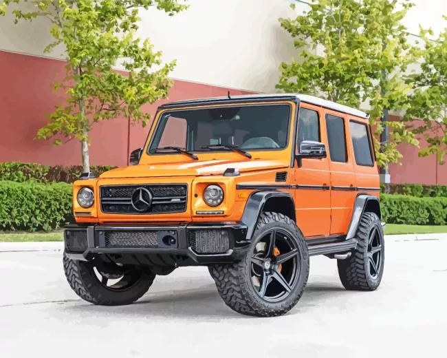 orange mercedes g63 Diamond By Numbers Orange Mercedes G63 Diamond Painting