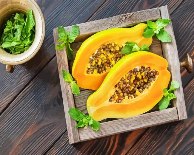 papaya fruit Diamond With Numbers Papaya Fruit Diamond Painting