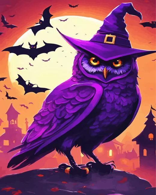 purple owl Diamond By Numbers Purple Owl Diamond Painting