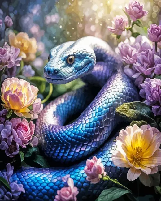 purple serpent flower art Diamond With Numbers Purple Serpent Flower Art Diamond Painting