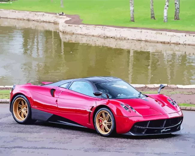 red pagani car Diamond By Numbers Red Pagani Car Diamond Painting