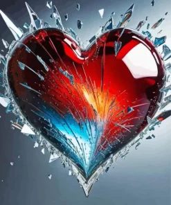 Red Shattered Heart Art Diamond Painting