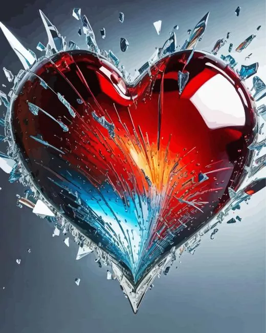red shattered heart art Diamond Paintings Red Shattered Heart Art Diamond Painting