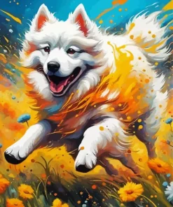 Samoyed Yellow Art Diamond Painting