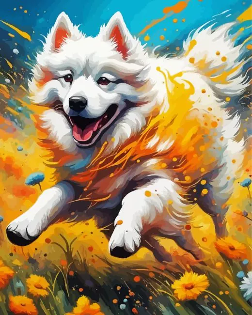 samoyed yellow art Diamond Dotz Samoyed Yellow Art Diamond Painting