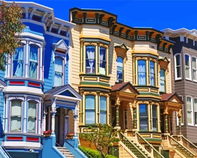 san francisco row houses art Diamond Dotz San Francisco Row Houses Art Diamond Painting