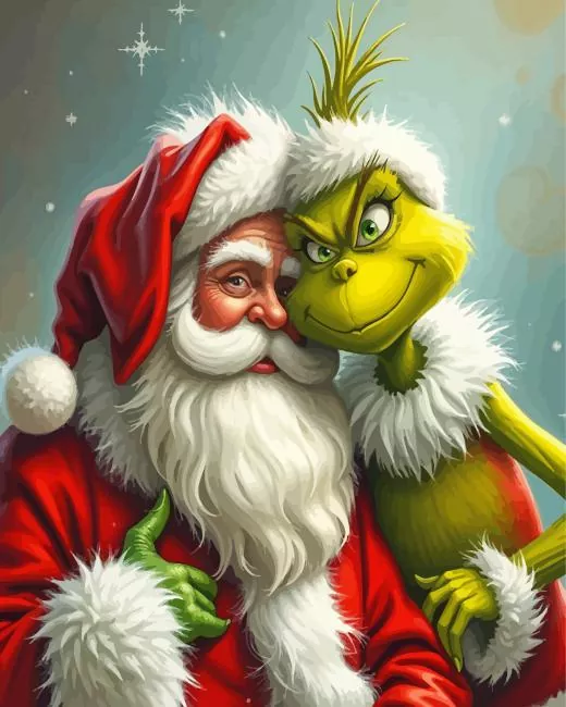 santa and grinch art Diamond Paintings Santa And Grinch Art Diamond Painting