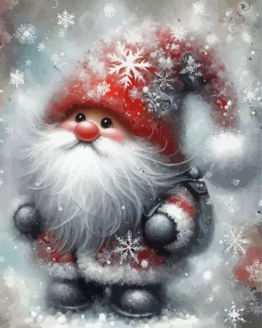 santa gnome art Diamond By Numbers Santa Gnome Art Diamond Painting