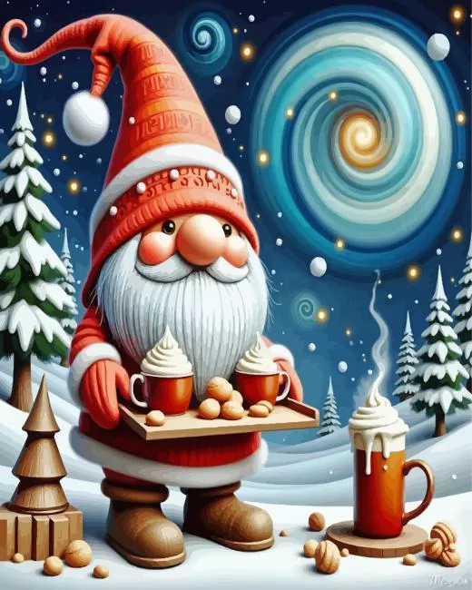 santa gnome art Diamond Paintings Santa Gnome Art Diamond Painting
