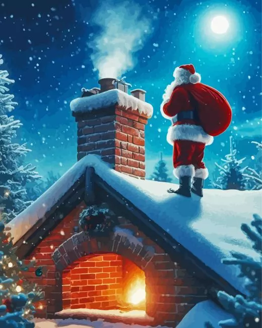 santa on the roof Diamond Paintings Santa On The Roof Diamond Painting