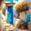 Santorini Blue Door Art Diamond Painting