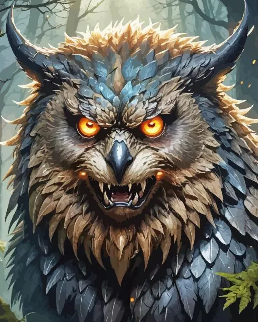 scary owlbear art Diamond Paintings Scary Owlbear Art Diamond Painting