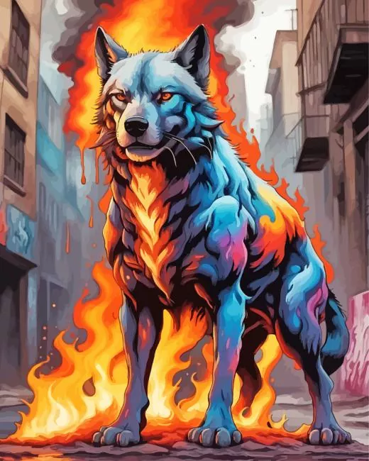 scary wolf art Diamond By Numbers Scary Wolf Art Diamond Painting