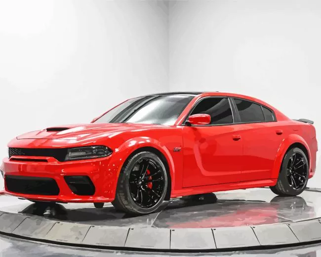 scat pack charger red Diamond By Numbers Scat Pack Charger Red Diamond Painting