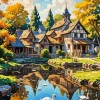 Scenery Of Village Art Diamond Painting