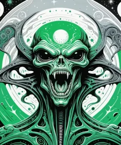Screaming Alien Art Diamond Painting
