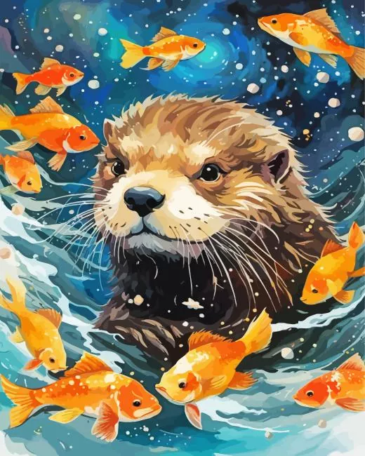 sea otter face Diamond With Numbers Sea Otter Face Diamond Painting