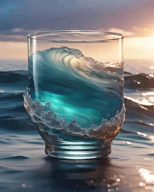 sea waves art Diamond With Numbers Sea Waves Art Diamond Painting