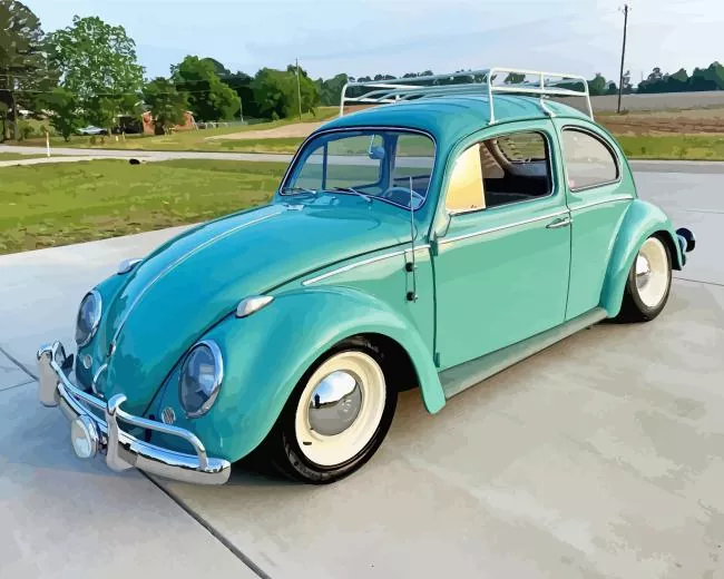 seafoam green vw bug art Diamond Paintings Seafoam Green Vw Bug Art Diamond Painting